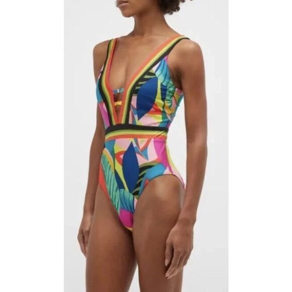 NWOT $162 Sz 8 Trina Turk Rainforest One Piece Swimsuit - Picture 1 of 6